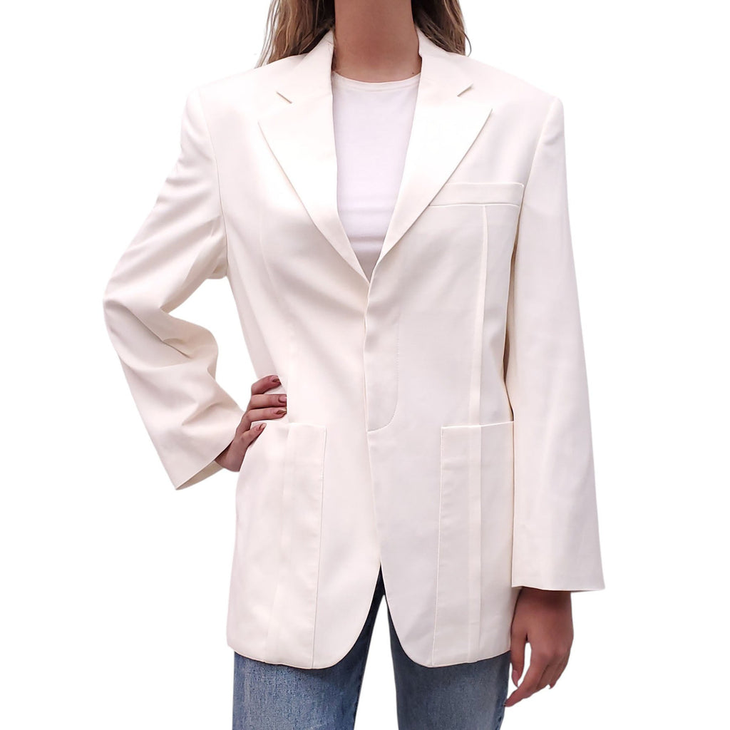 JACQUEMUS WHITE OVERSIZED 'LE SPLASH' JACKET - SIZE 34