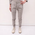 JAMES PERSE BEIGE COTTON DENIM EFFECT TROUSERS WITH DRAWSTRING - SIZE 0/XS