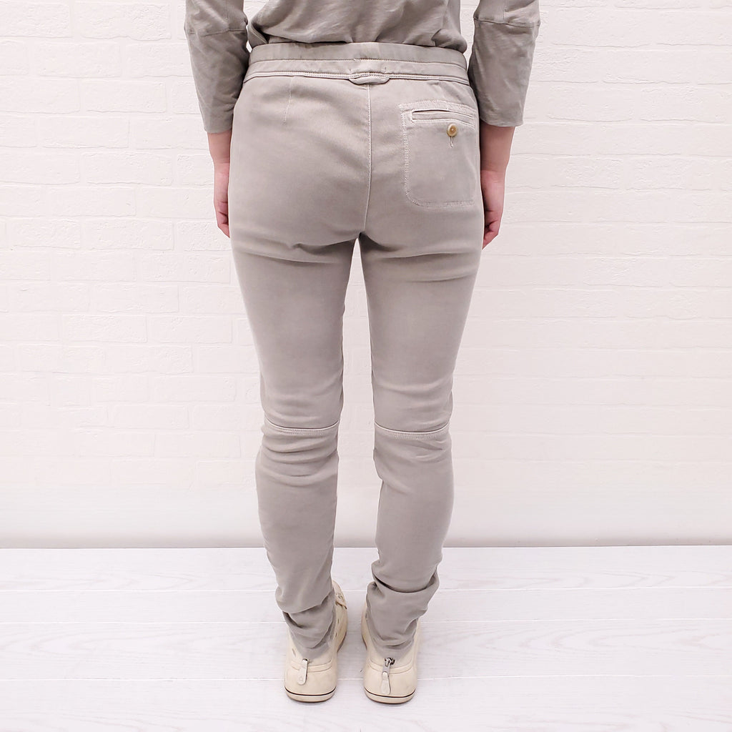 JAMES PERSE BEIGE COTTON DENIM EFFECT TROUSERS WITH DRAWSTRING - SIZE 0/XS