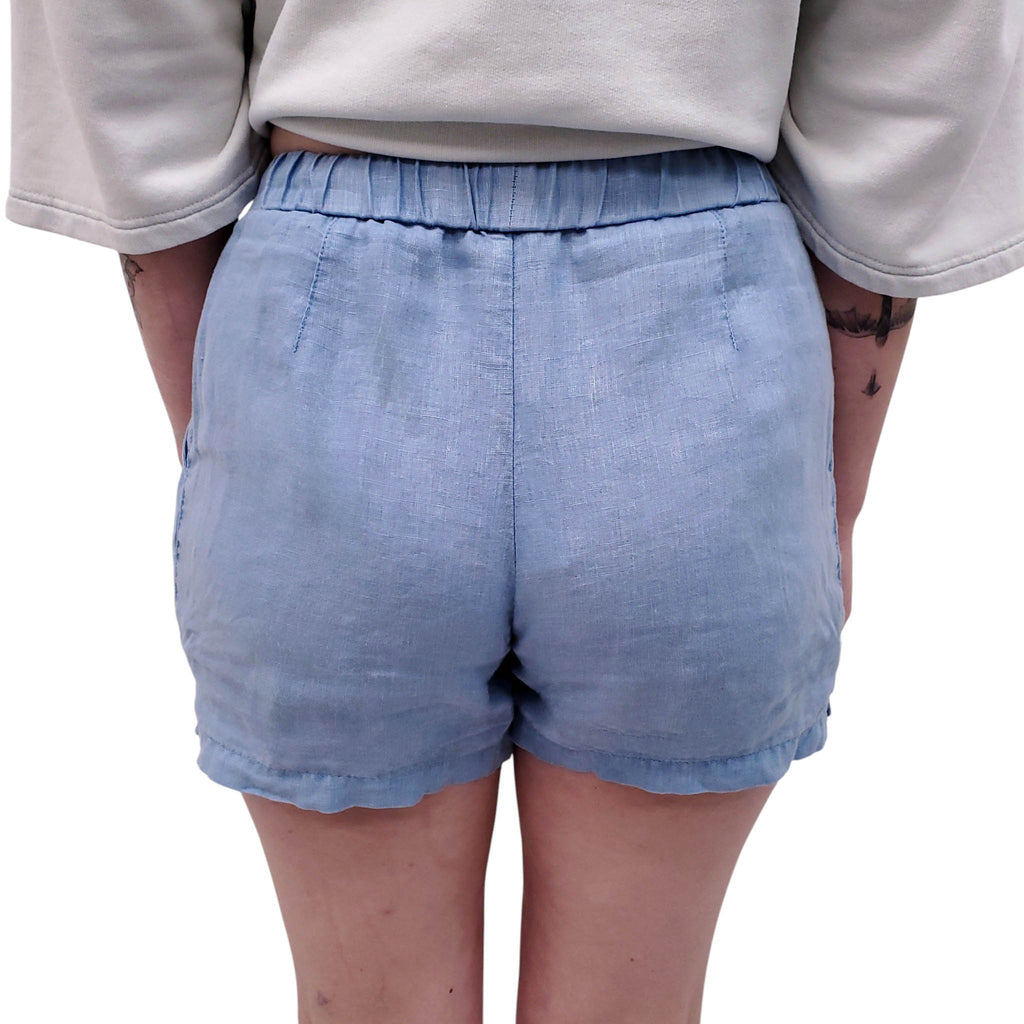 JAMES PERSE BLUE LINEN SHORTS - SIZE 0