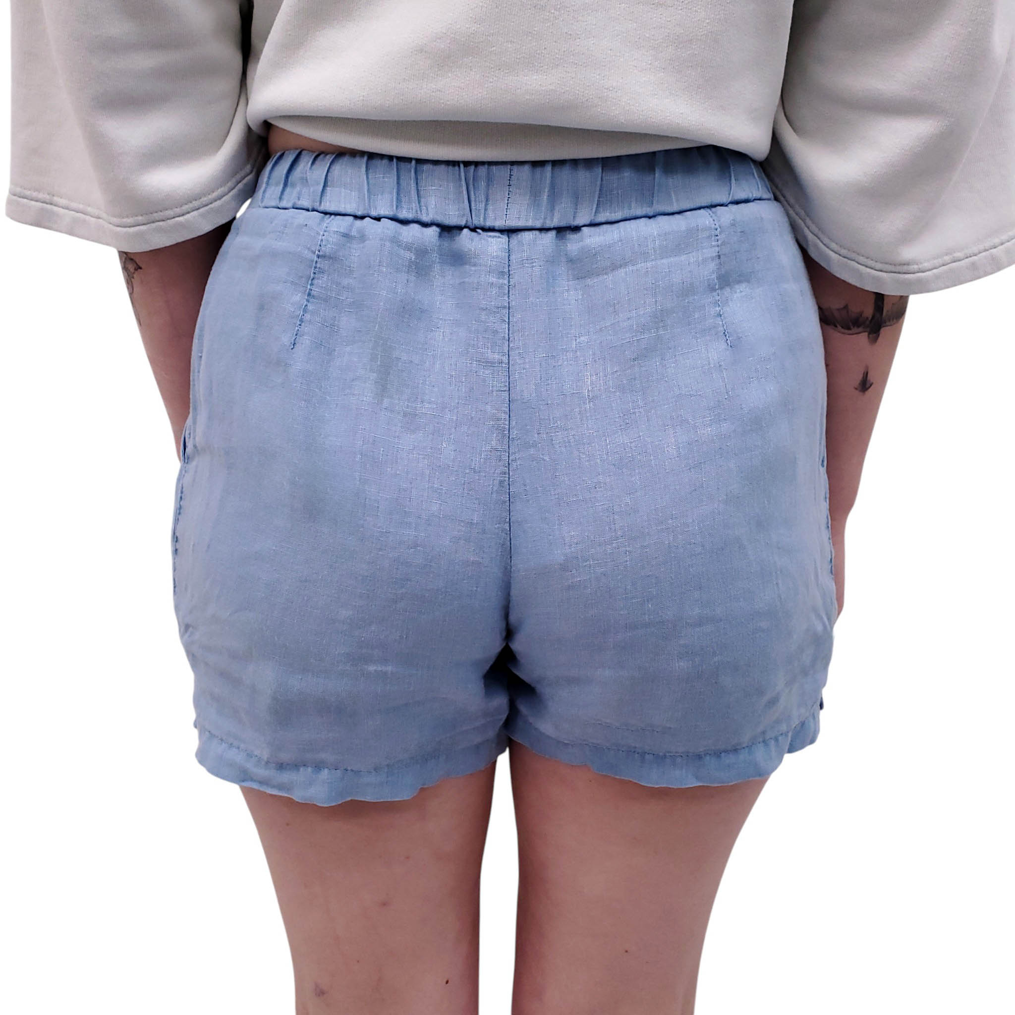 JAMES PERSE BLUE LINEN SHORTS - SIZE 0