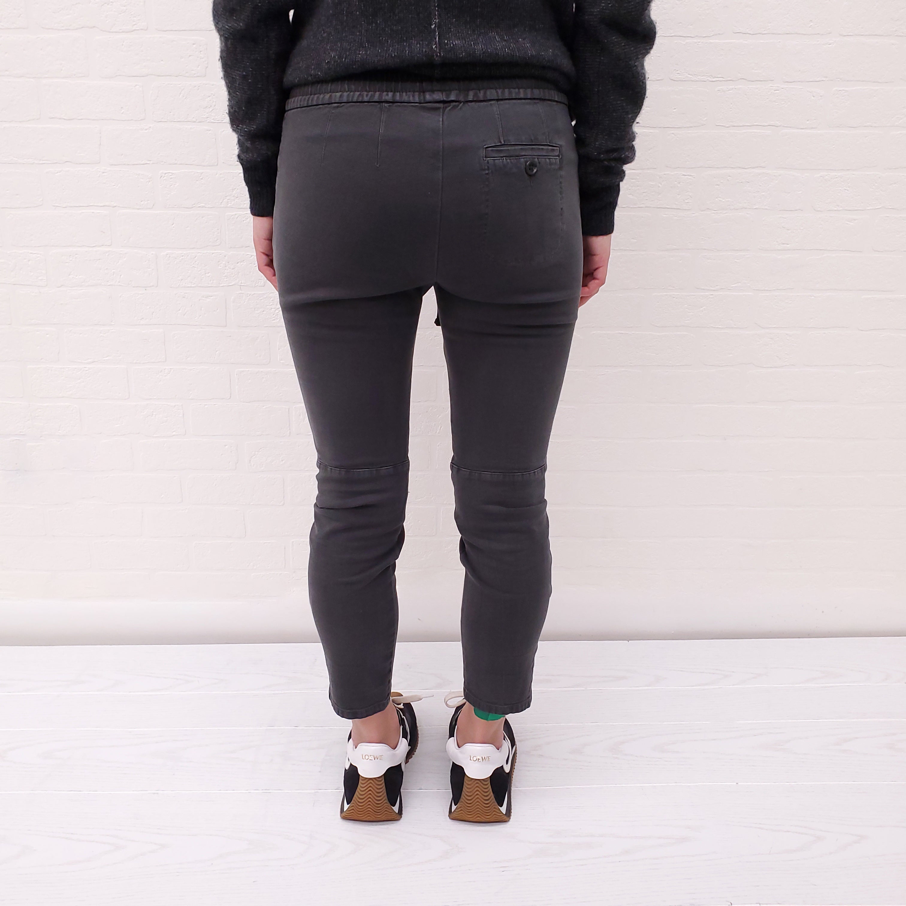 JAMES PERSE DARK GREY DRAWSTRING PANTS WITH SLITS - SIZE 0/XS