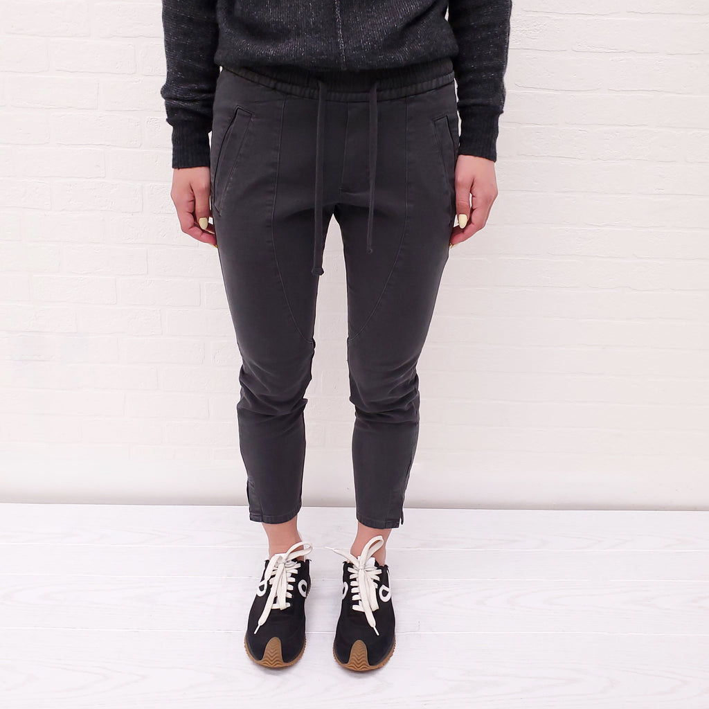 JAMES PERSE DARK GREY DRAWSTRING PANTS WITH SLITS - SIZE 0/XS