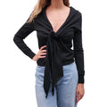 JEAN PAUL GAULTIER BLACK WRAP BLOUSE - SIZE S