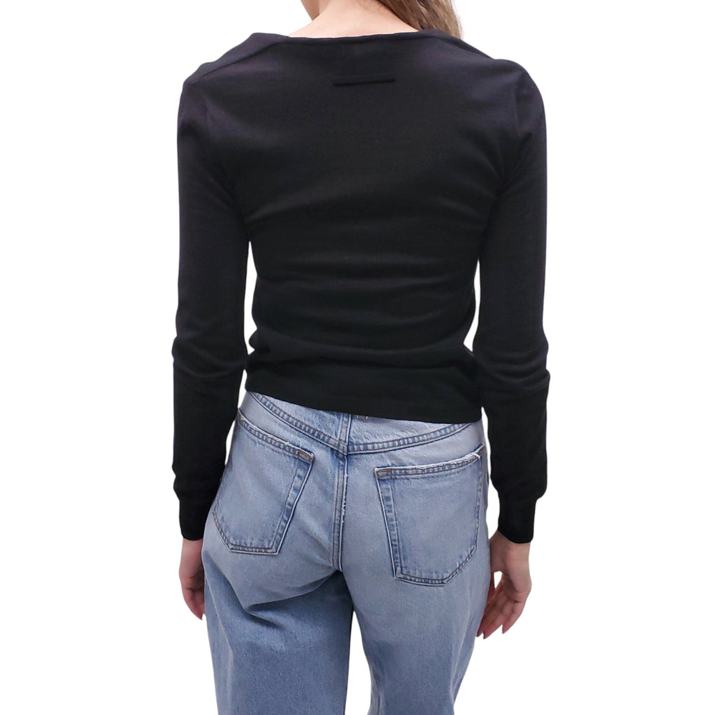 JEAN PAUL GAULTIER BLACK WRAP BLOUSE - SIZE S