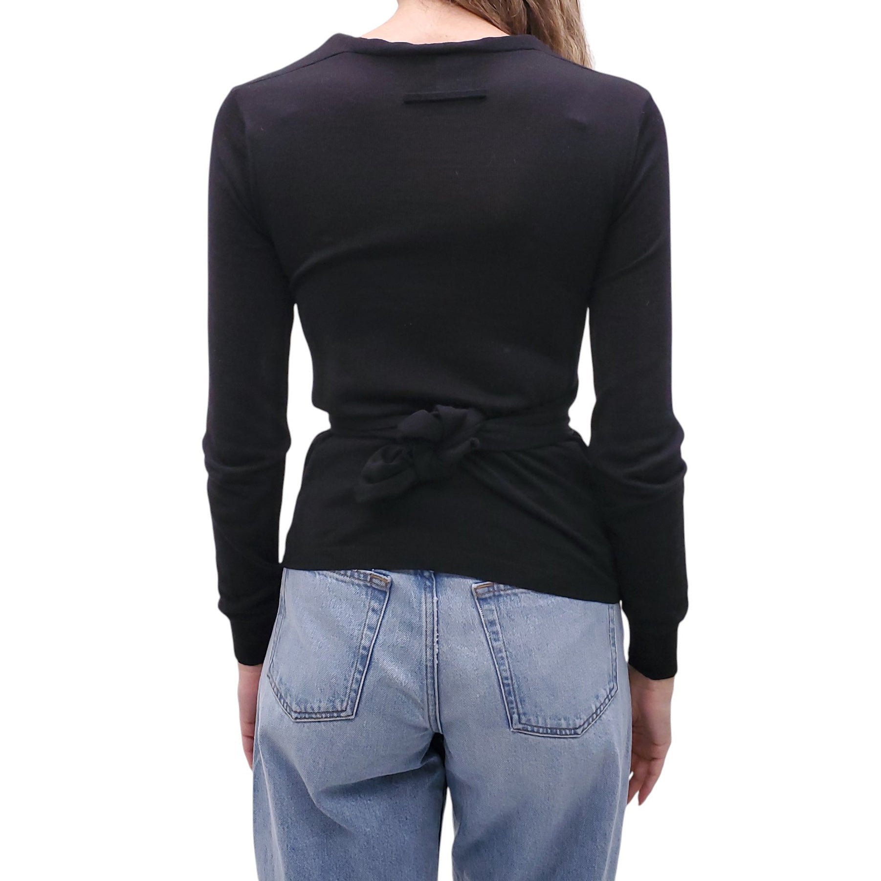 JEAN PAUL GAULTIER BLACK WRAP BLOUSE - SIZE S