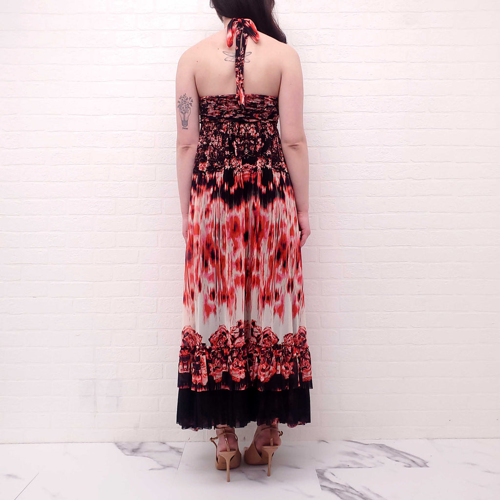 JEAN PAUL GAULTIER RED AND BLACK RUFFLED LAYERED DRESS -  SIZE S