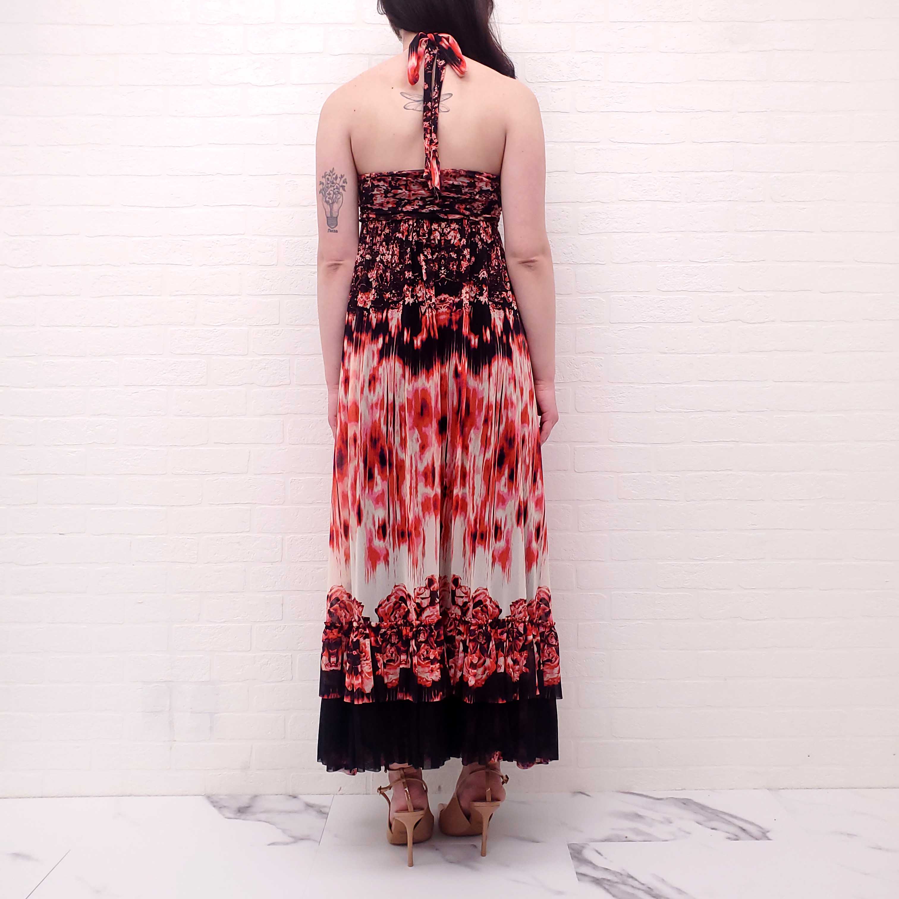 JEAN PAUL GAULTIER RED AND BLACK RUFFLED LAYERED DRESS -  SIZE S