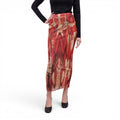 JEAN PAUL GAULTIER RED PATTERNED MESH LONG SKIRT - SIZE L