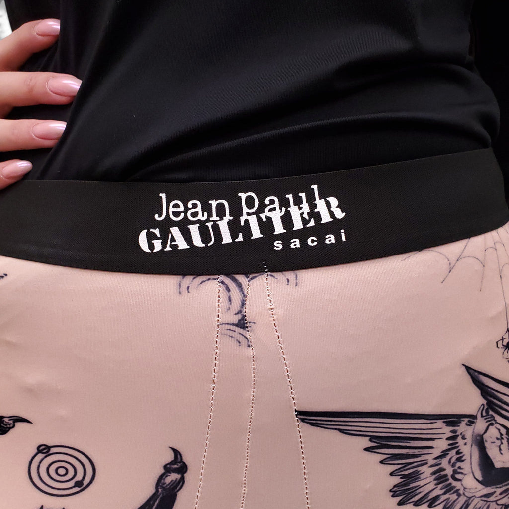 JEAN PAUL GAULTIER X SACAI NUDE GRAPHIC LEGGINGS - SIZE 0