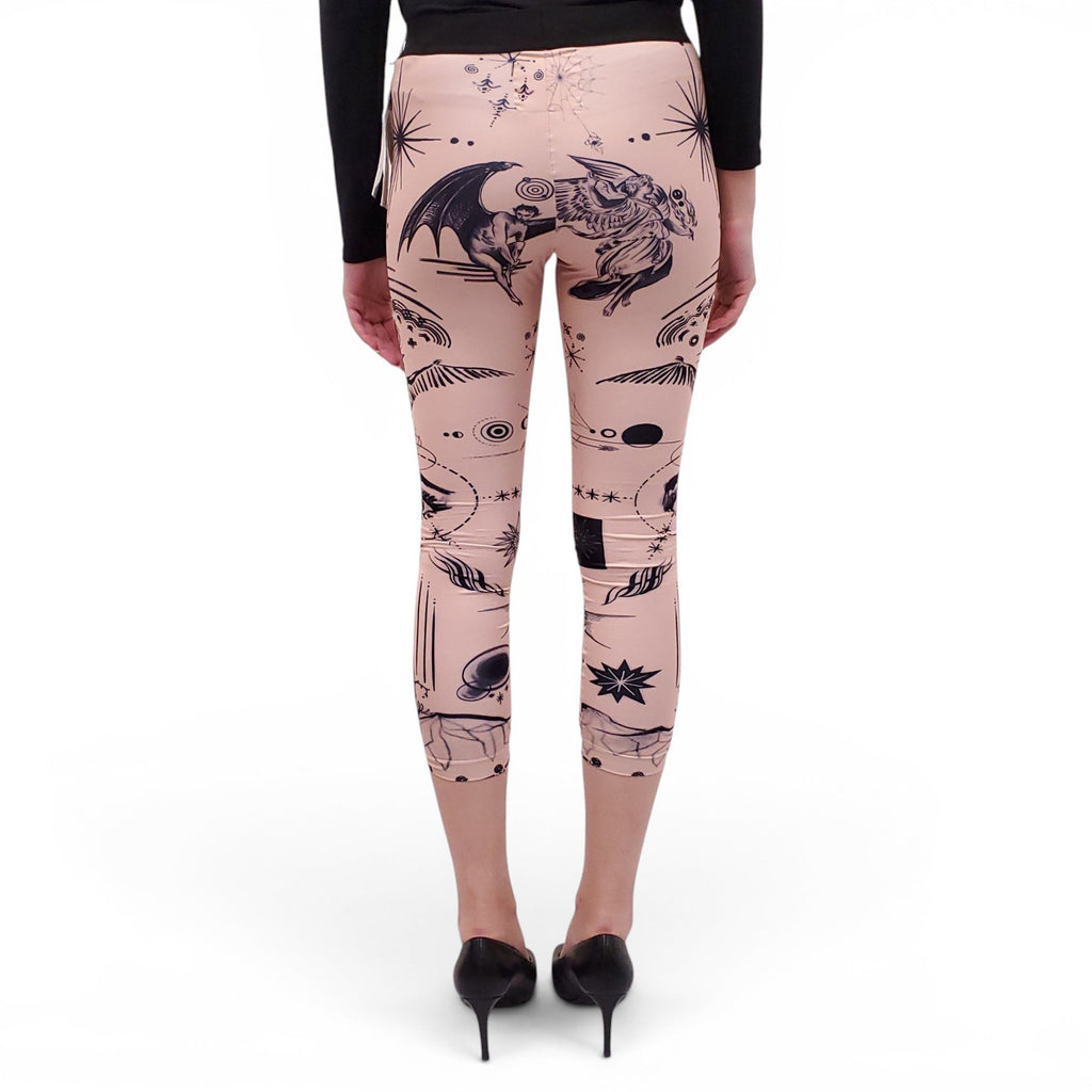 JEAN PAUL GAULTIER X SACAI NUDE GRAPHIC LEGGINGS - SIZE 0