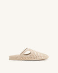 Athena Artificial Crystal Flat Mules - Beige
