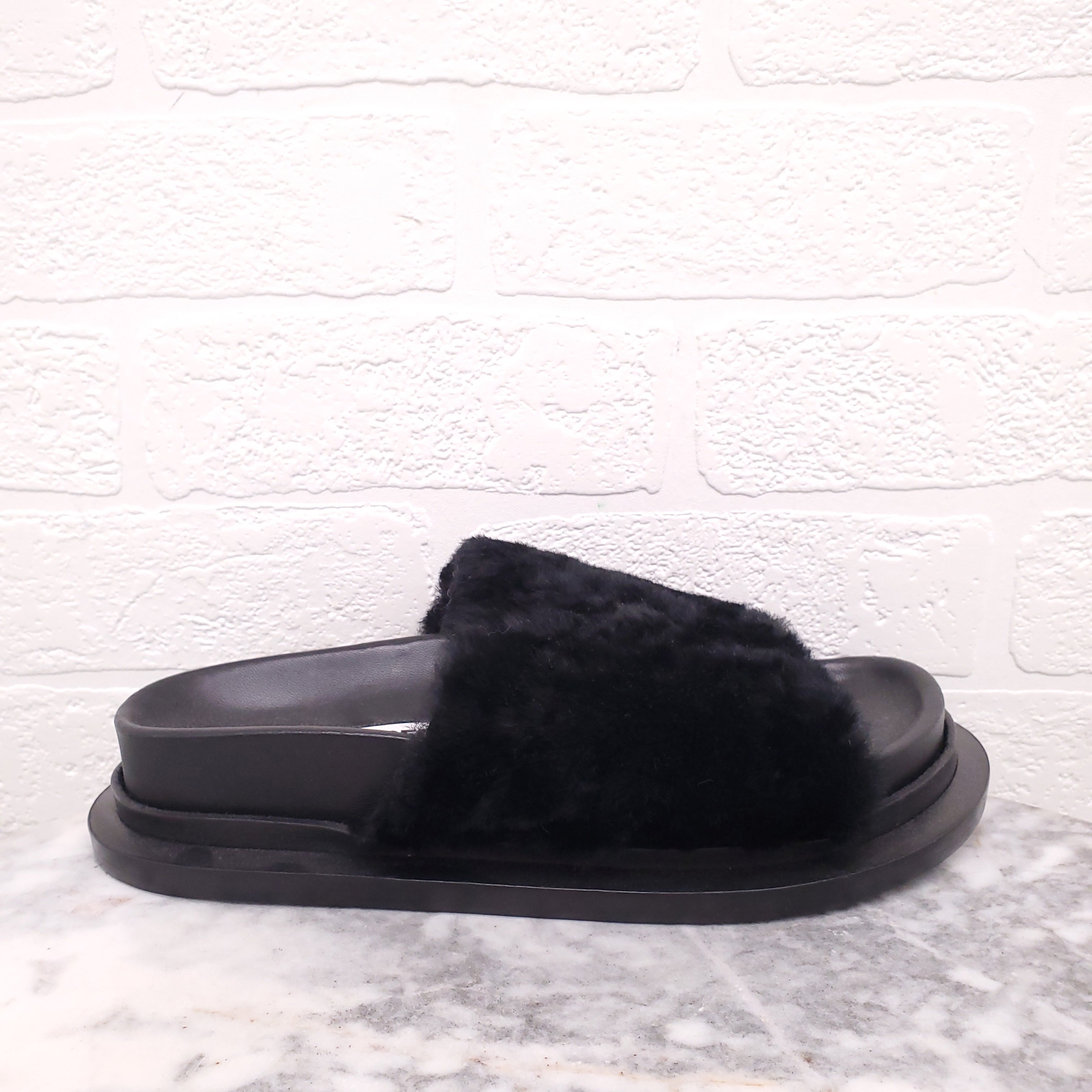 JIL SANDER FAUX FUR SANDALS - SIZE 36