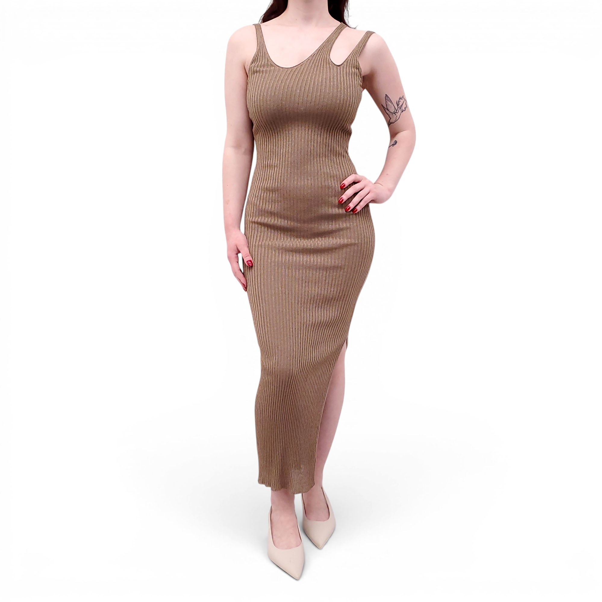 JONATHAN SIMKHAI BRONZE METALLIC MAXI DRESS - SIZE XS