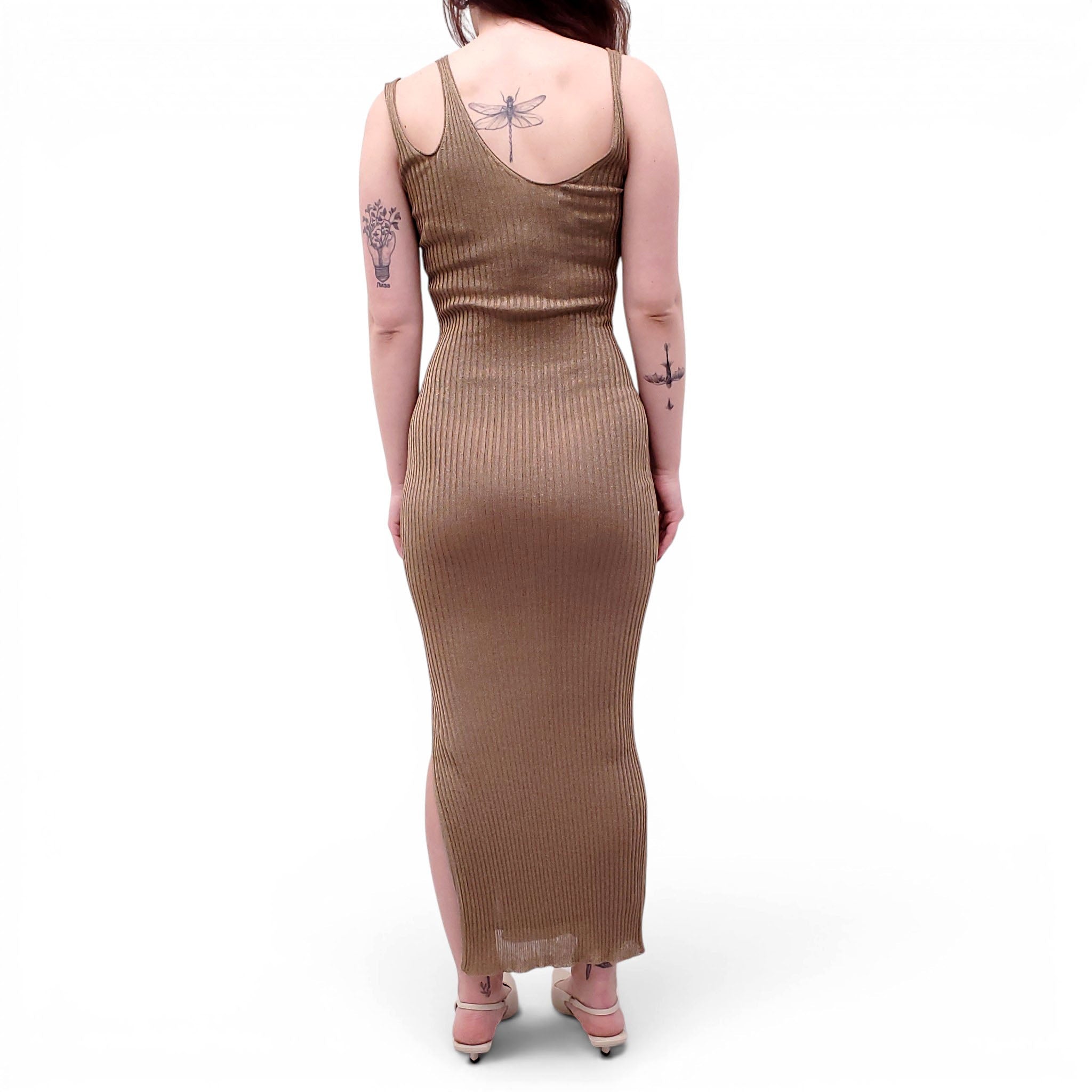 JONATHAN SIMKHAI BRONZE METALLIC MAXI DRESS - SIZE XS