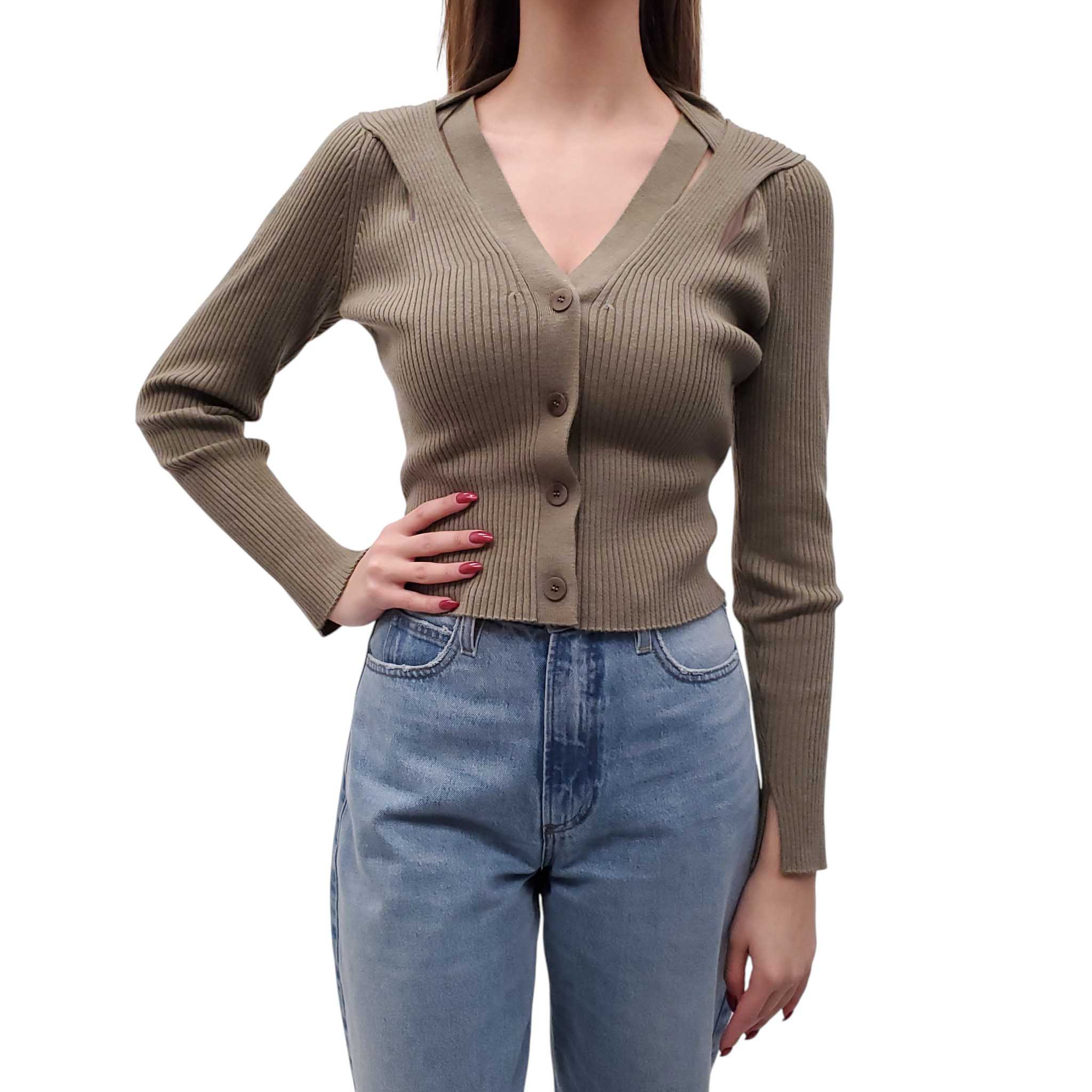 JONATHAN SIMKHAI GREEN CARDIGAN - SIZE M