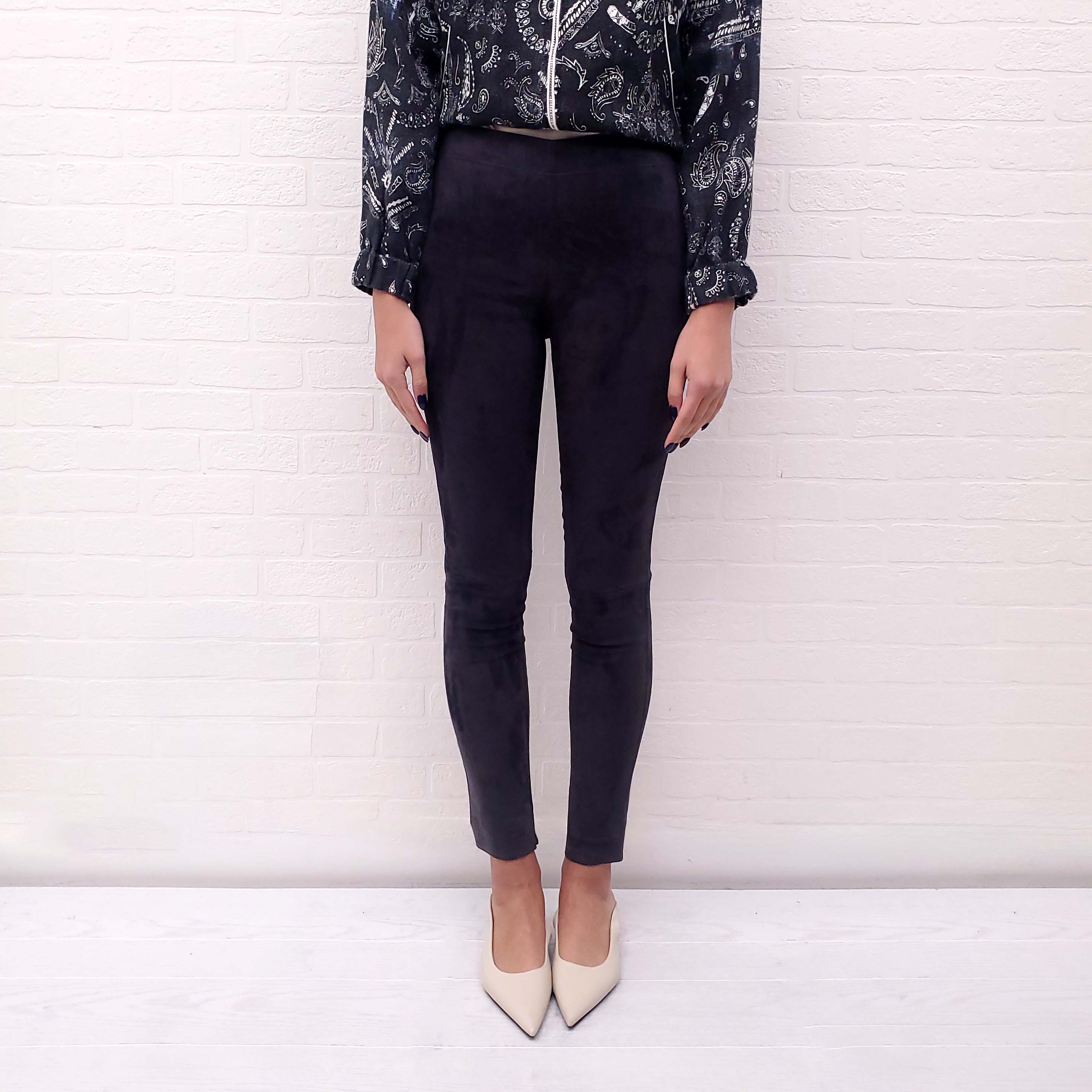 JOSEPH DARK GREY SUEDE LEGGINGS - SIZE 36