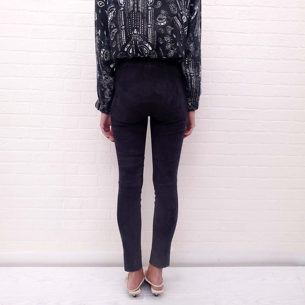 JOSEPH DARK GREY SUEDE LEGGINGS - SIZE 36