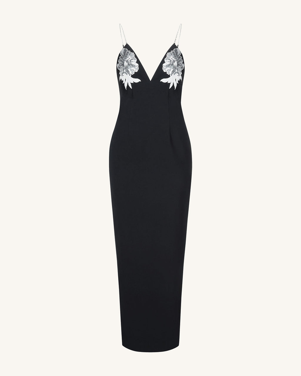 Ayliua Sweetheart-Neckline Rhinestones Embellished Black Long Dress - Black