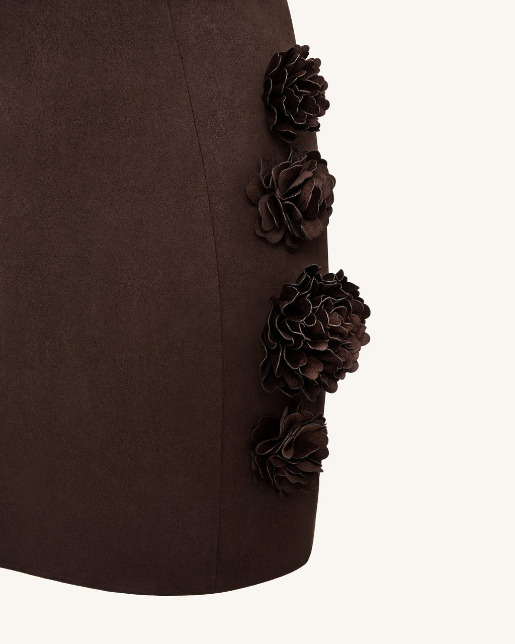 Elaina Rosette Applique Mini Dress - Chocolate Brown