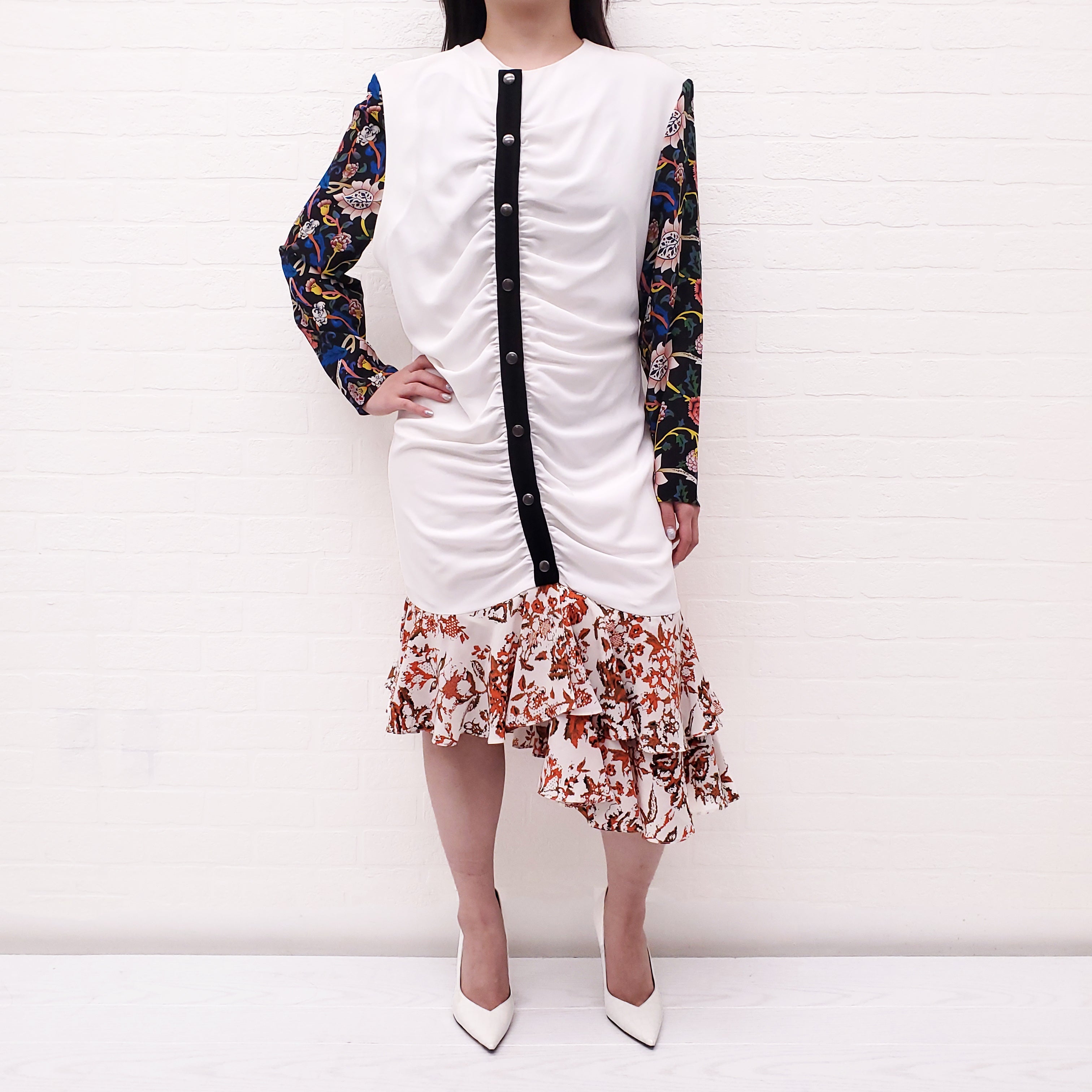JW ANDERSON FLORAL RUCHED DRESS - SIZE 8
