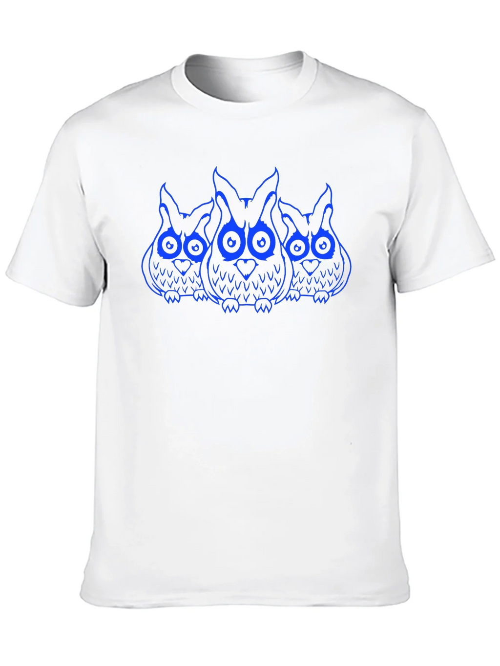 Owl Trio Graphic Print T-Shirt - Black