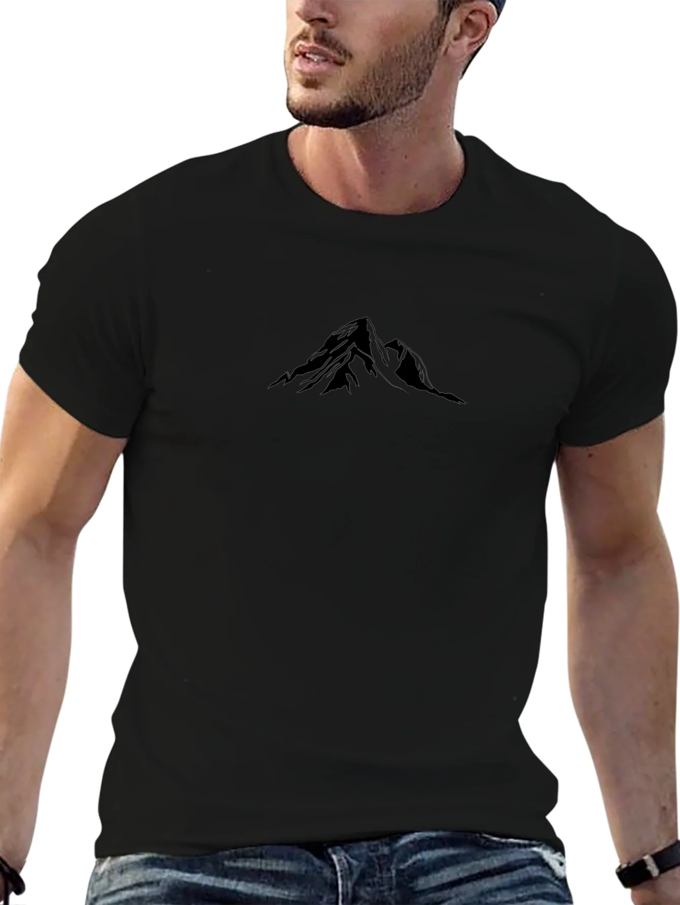 Minimalist Mountain Graphic Black T-Shirt