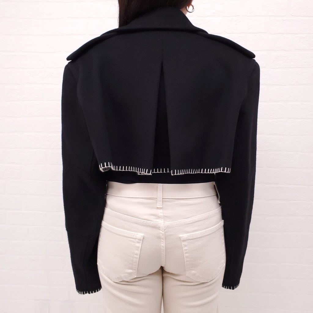 KHAITE BLACK 'HUDSON' BOLERO WITH STITCHING DETAIL - SIZE M/L