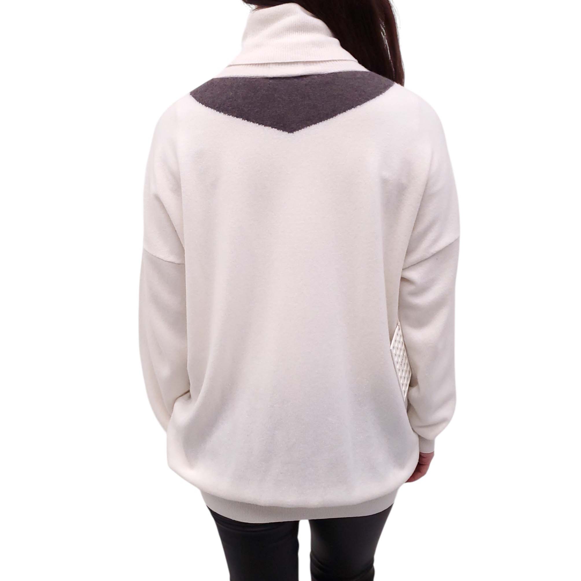 KHAITE CREAM CASHMERE CAR PRINT TURTLENECK SWEATER - SIZE M
