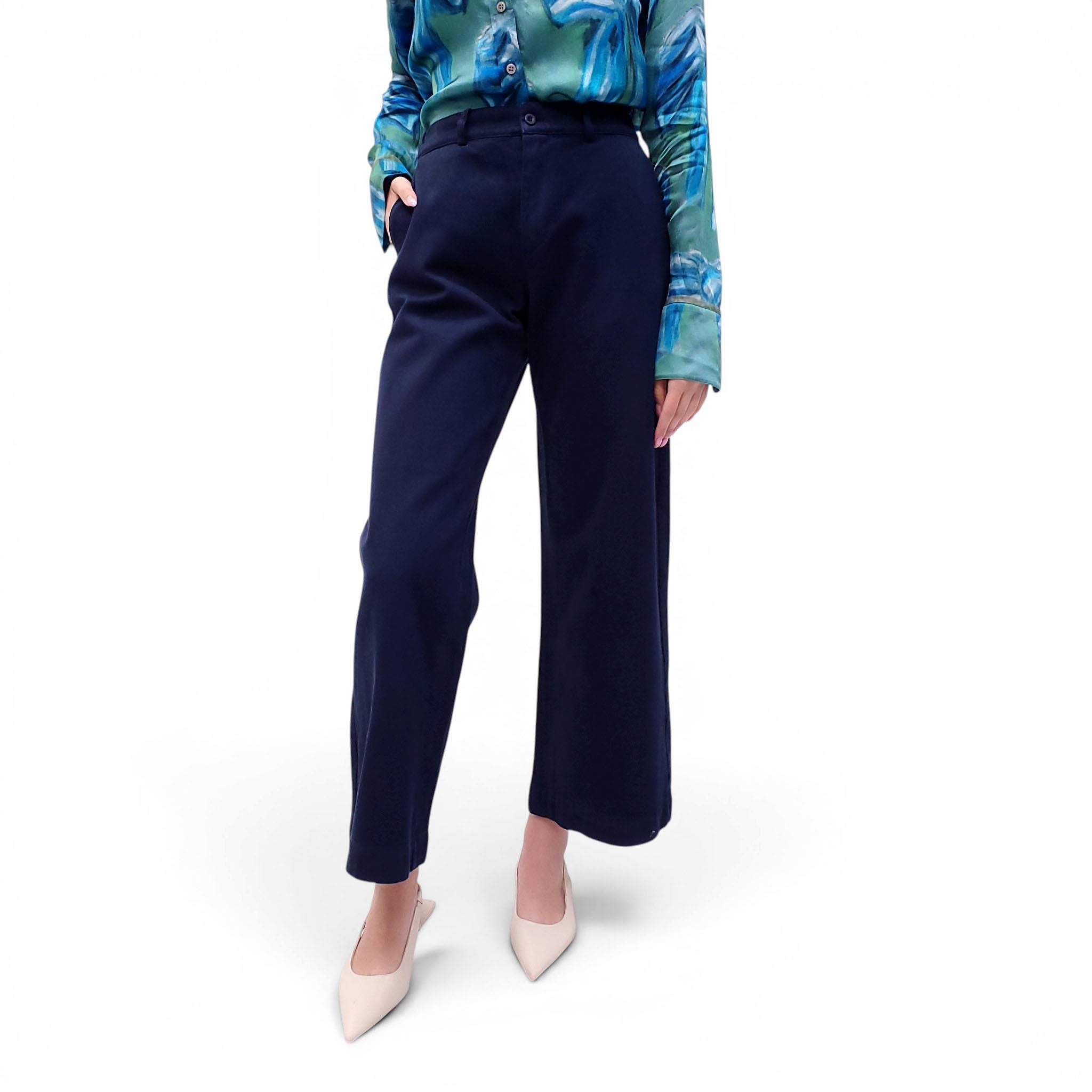 LABO.ART DARK DENIM WIDE LEG TROUSERS - SIZE S