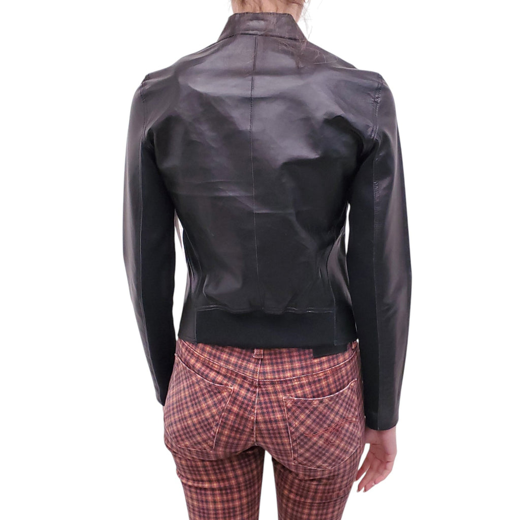 LAMARQUE BLACK AND SILVER REVERSIBLE BOMBER JACKET - SIZE S