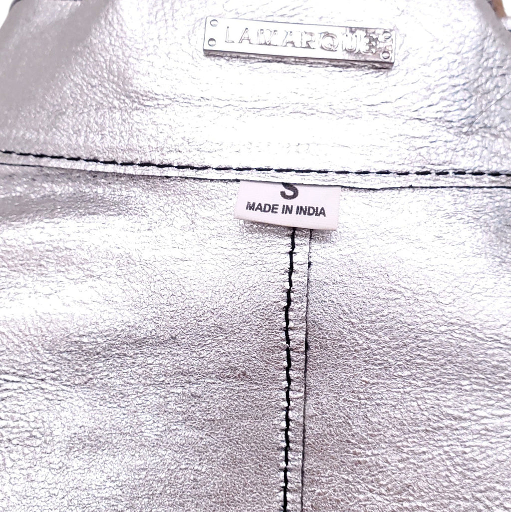 LAMARQUE BLACK AND SILVER REVERSIBLE BOMBER JACKET - SIZE S