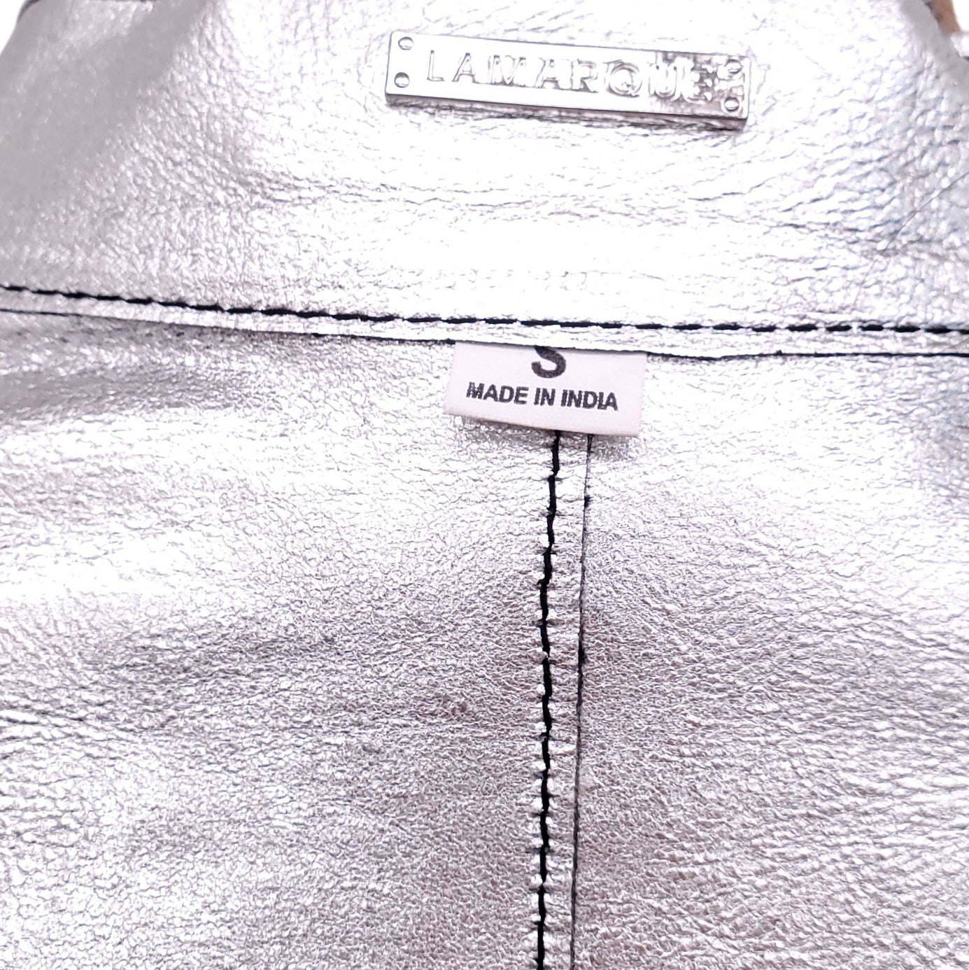 LAMARQUE BLACK AND SILVER REVERSIBLE BOMBER JACKET - SIZE S