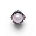 LANVIN LARGE PEARL AND CRYSTAL RING - SIZE 7