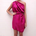 LANVIN PINK SILK DRAPED DRESS - SIZE 38