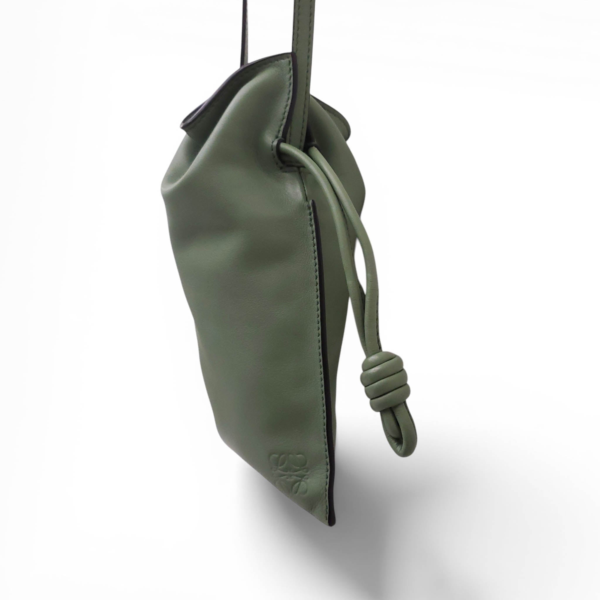 LOEWE LIME GREEN LEATHER FLAMENCO SMALL BAG