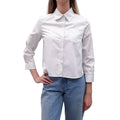 LOEWE WHITE AND MINT SPLIT-BACK STRIPED POPLIN SHIRT - SIZE 34