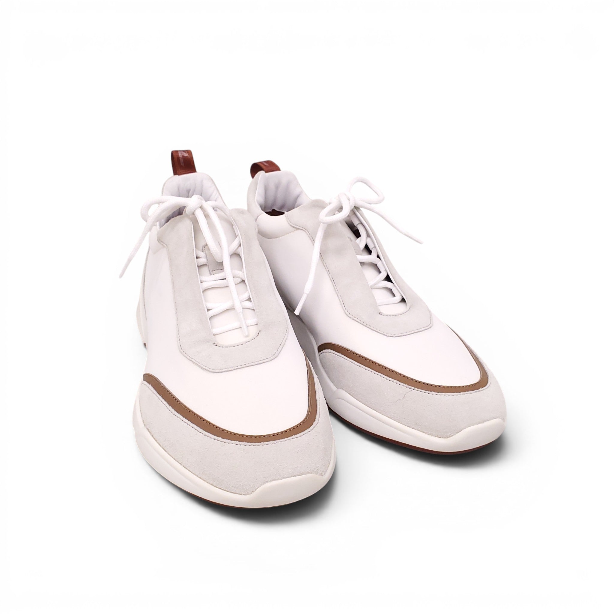 LORO PIANA WHITE MODULAR WALK LOW TRAINERS - MEN'S SIZE EU 43