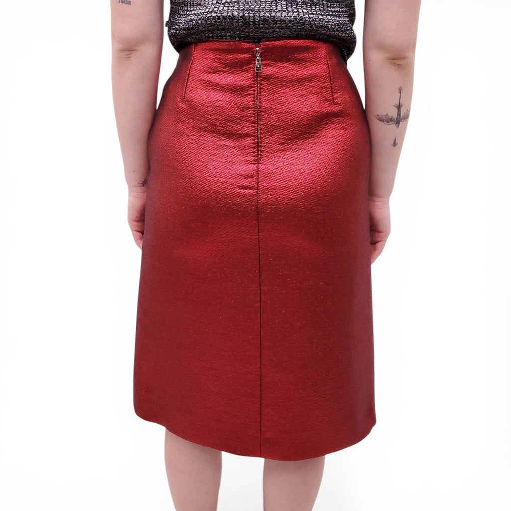 LOUIS VUITTON METALLIC RED SKIRT - SIZE 36