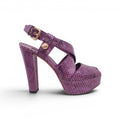 LOUIS VUITTON PURPLE SNAKESKIN PLATFORM HEELS - SIZE 38.5
