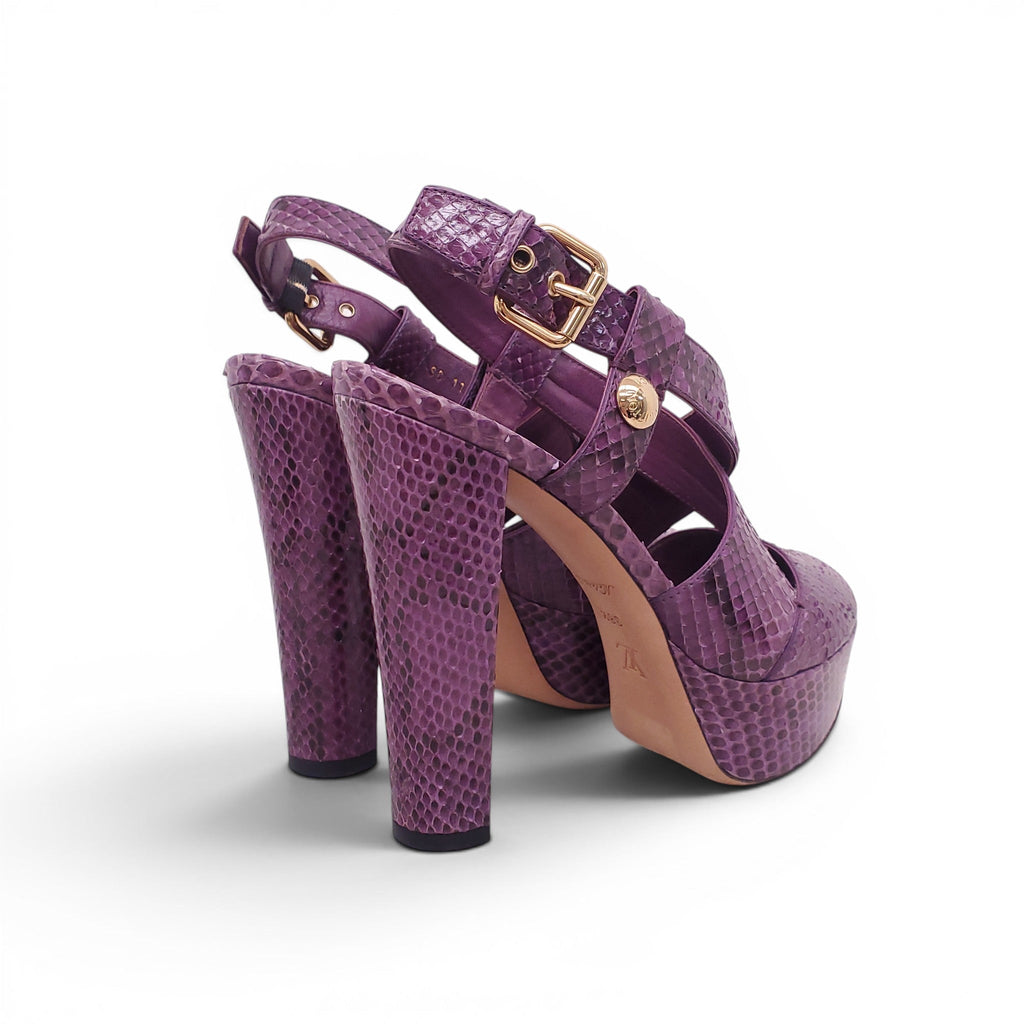 LOUIS VUITTON PURPLE SNAKESKIN PLATFORM HEELS - SIZE 38.5