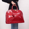 LOUIS VUITTON RED PATENT MONOGRAM 'LARGE ALMA' BAG