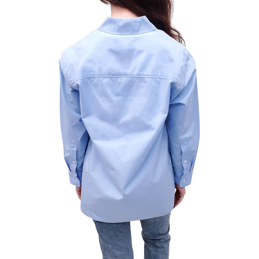 LOULOU STUDIO BLUE COTTON OVERSIZED BLOUSE - SIZE XS
