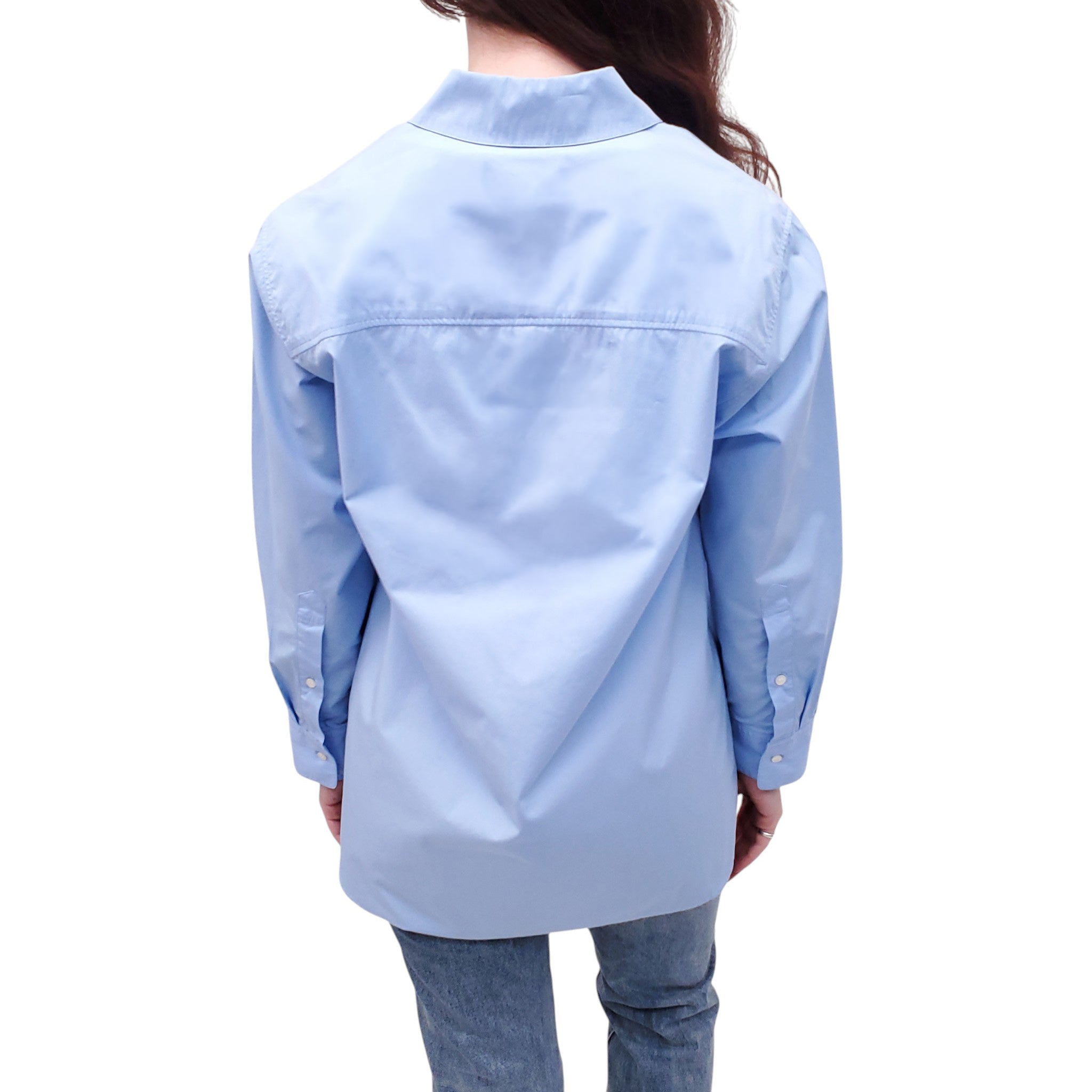 LOULOU STUDIO BLUE COTTON OVERSIZED BLOUSE - SIZE XS