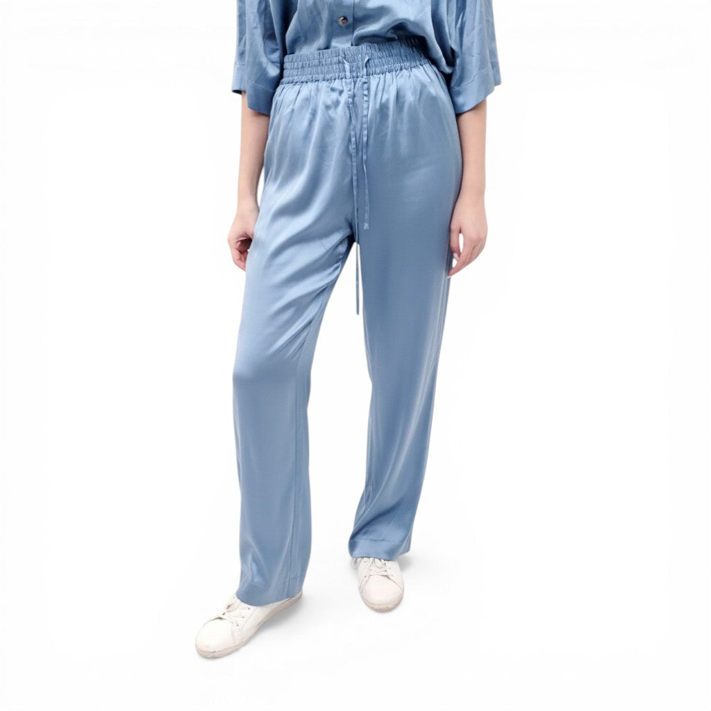 LOULOU STUDIO BLUE SATIN PANTS SET - SIZE M