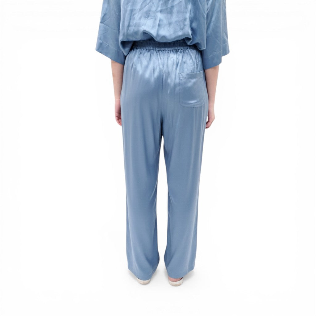 LOULOU STUDIO BLUE SATIN PANTS SET - SIZE M