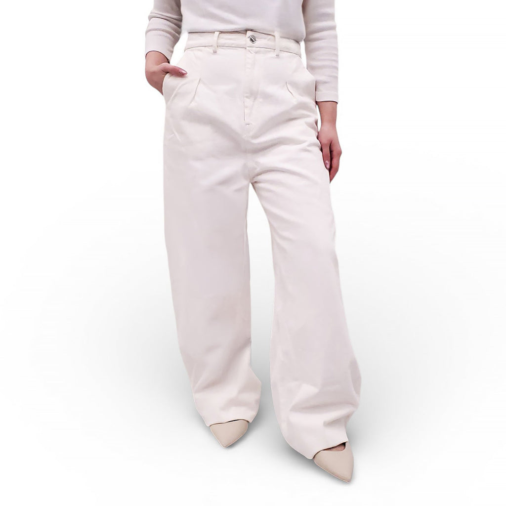LOULOU STUDIO WHITE WIDE LEG DENIM JEANS - SIZE 29