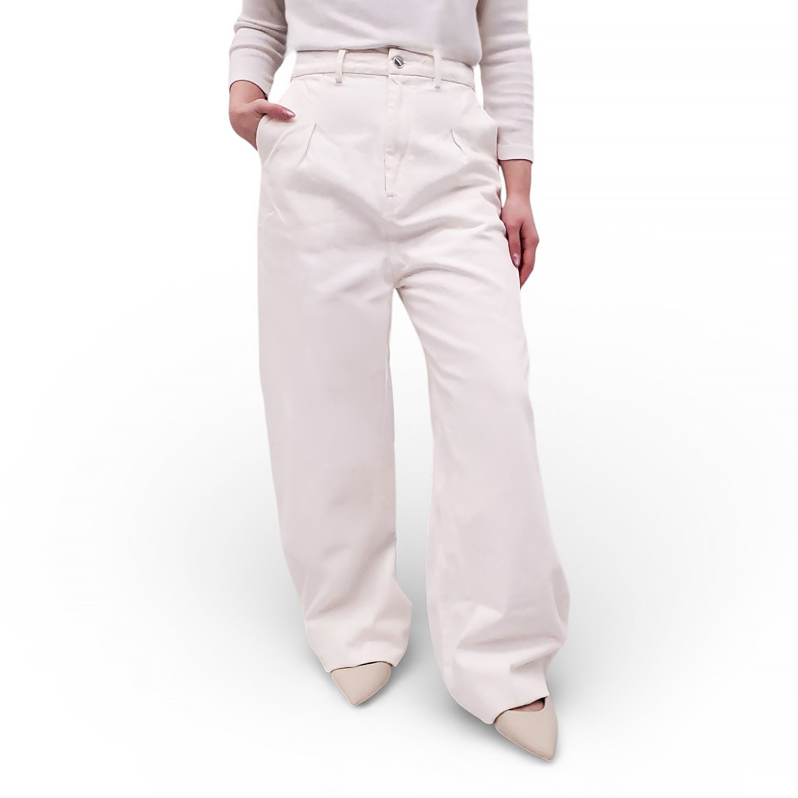 LOULOU STUDIO WHITE WIDE LEG DENIM JEANS - SIZE 29