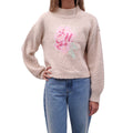LOVESHACKFANCY BEIGE WOOL-BLEND FLORAL SWEATER - SIZE M