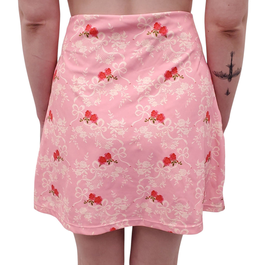LOVESHACKFANCY PINK FLORAL SPANDEX SKORT SET - SIZE XS